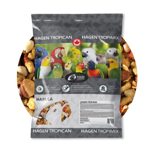 Храна микс от екзотични зърнени храни, бобови растения, фъстъци, плодове, зеленчуци и екструдирани гранули, 9,070 кг. - Hagen Tropimix Premium Enrichment Food for Large Parrots